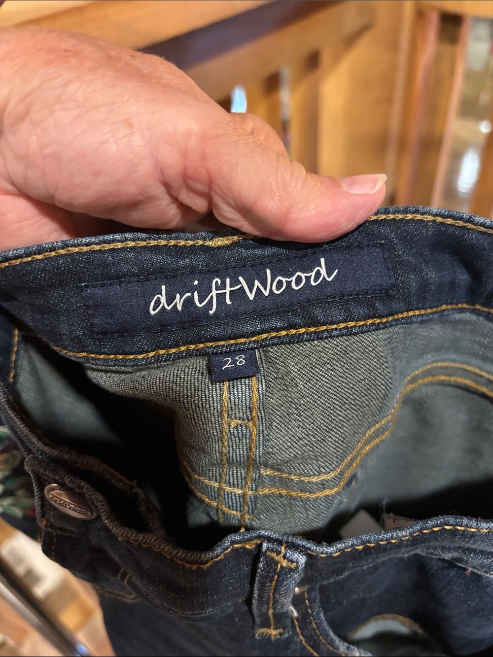 DRIFTWOOD Dark Blue Skinny Jeans with Floral Embroidery - Picture 3 of 4